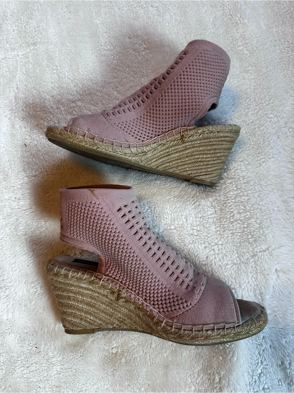 Steve Madden Dusty Pink Knit Espadrille Wedge Sandals